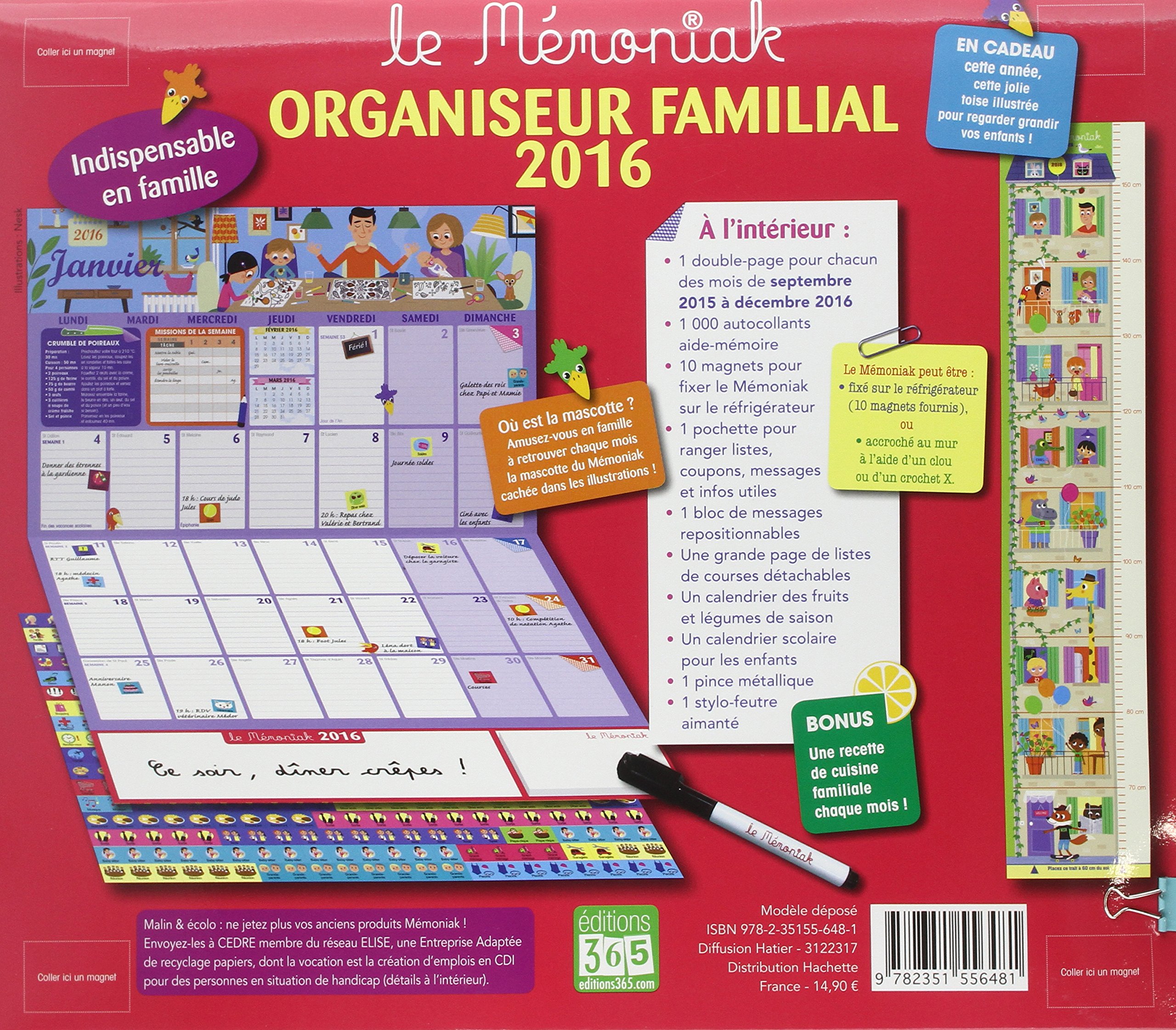 Planning ou organiseur familial Mémoniak Chez Titval